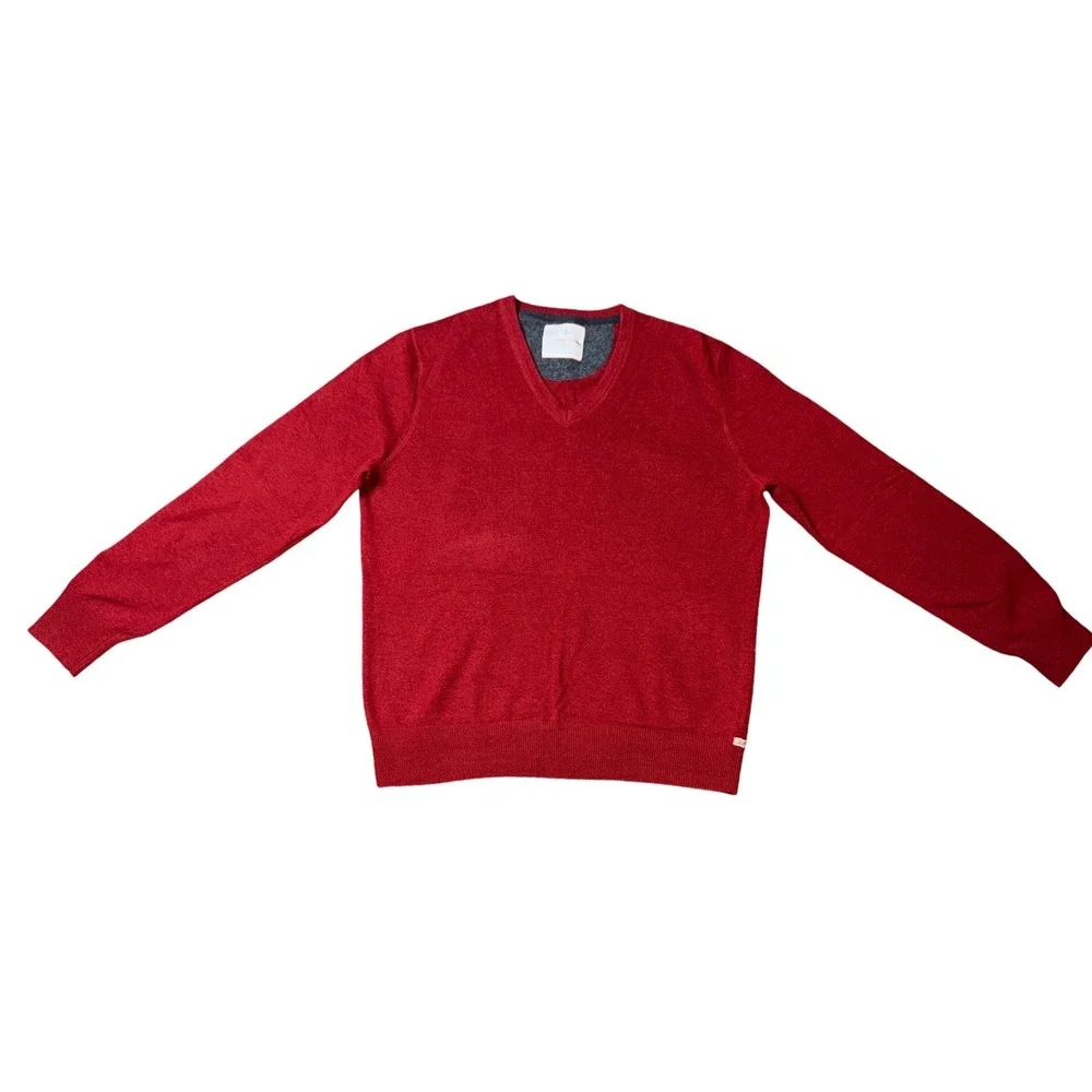 Banana Republic Heritage Red Wool V Neck Long Sleeve Sweater Men's Size L